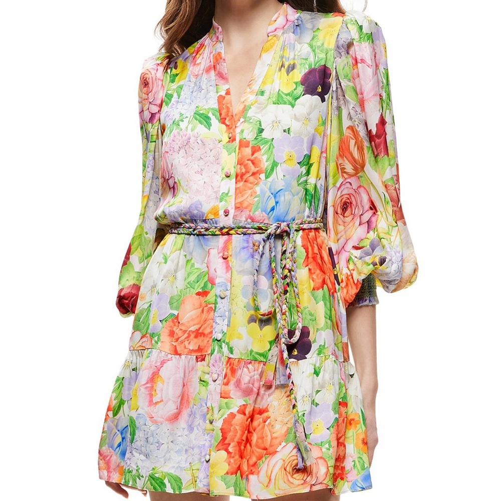 Alice + Olivia Antonette Long Sleeve Button Front Mini Dress